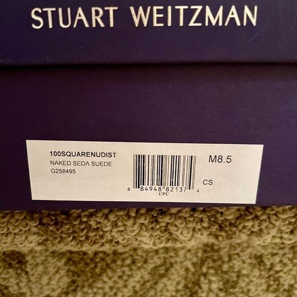 NWB Stuart Weitzman 100 Square Nudist Nude Suede Heels Sandals Shoes 8.5 M - Picture 11 of 11